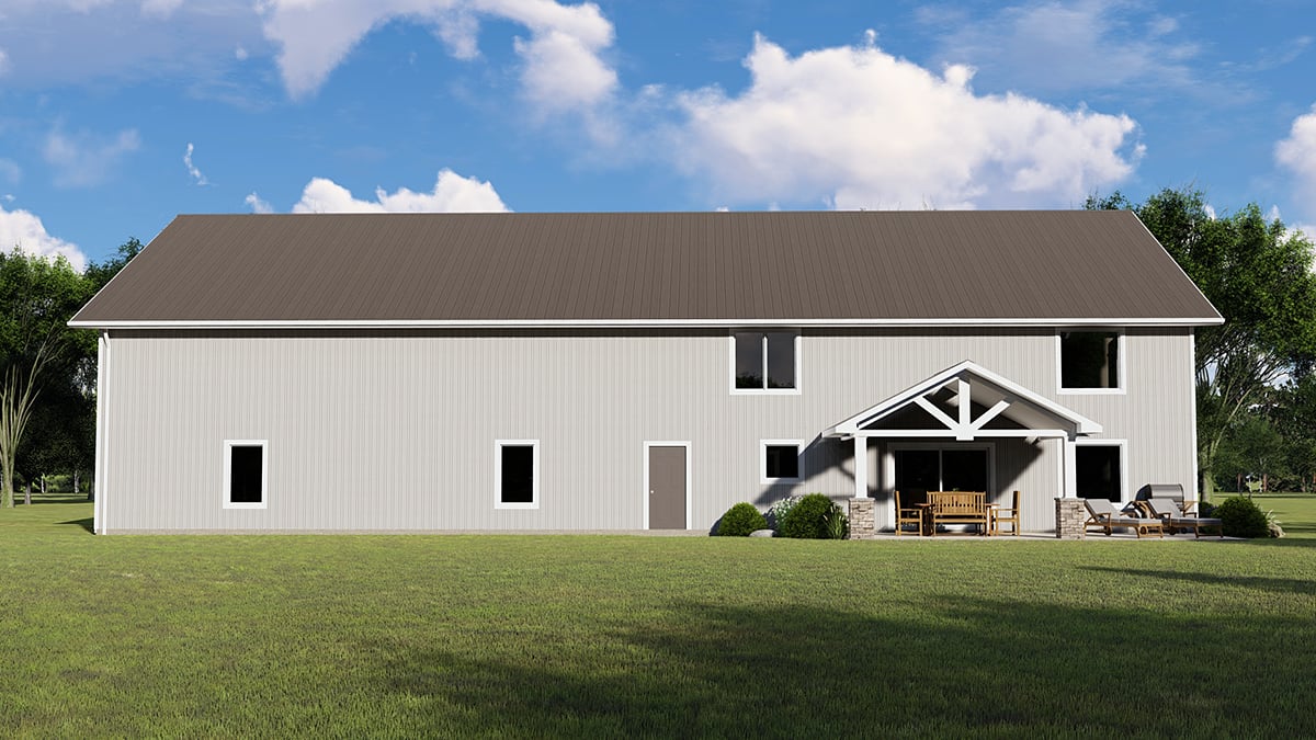 Barndominium Country Craftsman Farmhouse Rear Elevation of Plan 41806