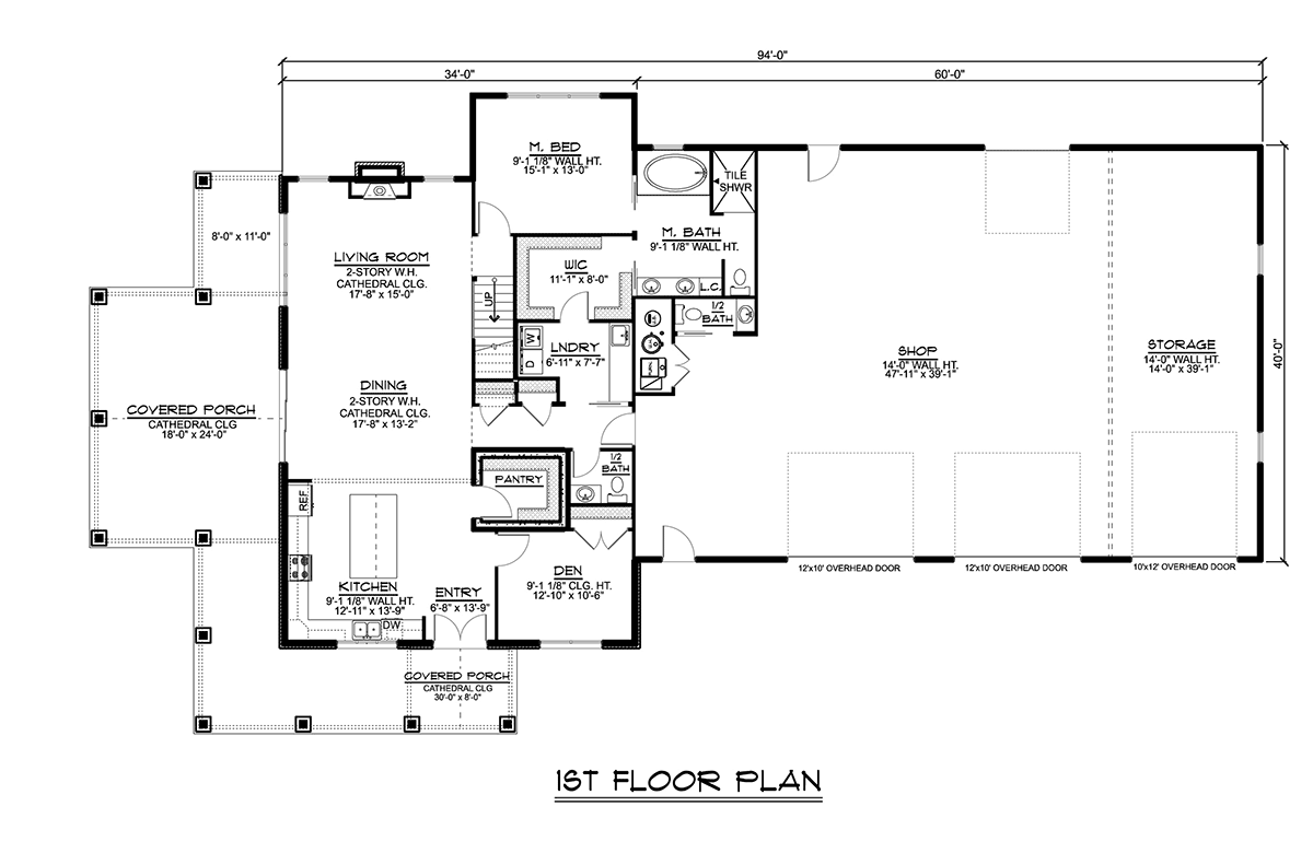 Barndominium Country Craftsman Farmhouse Level One of Plan 41807