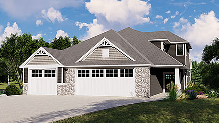 Cottage Country Craftsman Elevation of Plan 41808