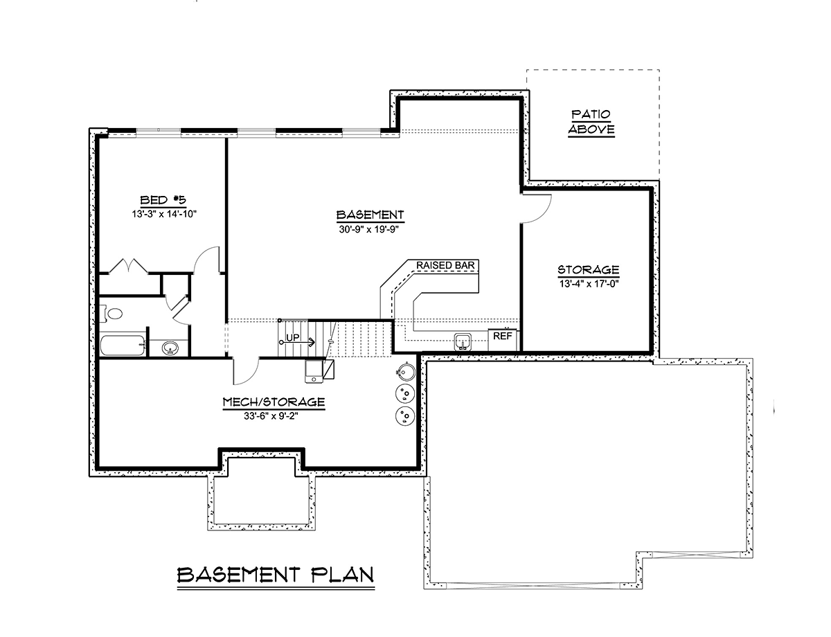 Cottage Country Craftsman Farmhouse Lower Level of Plan 41810