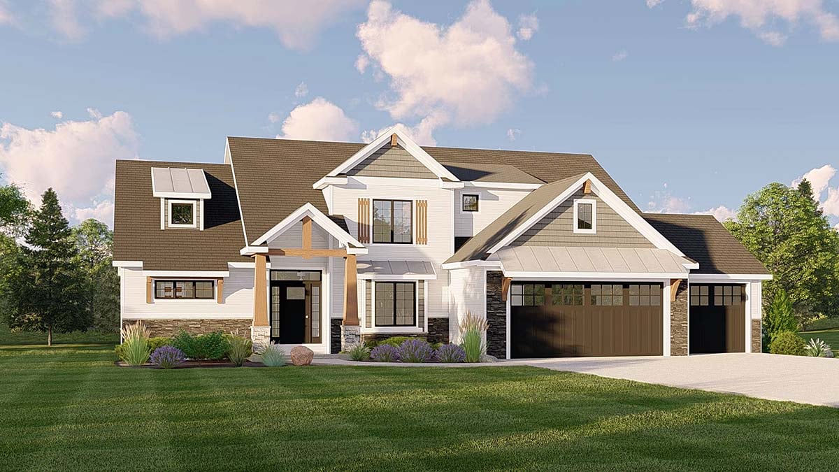 Cottage, Country, Craftsman, Farmhouse Plan with 3007 Sq. Ft., 4 Bedrooms, 4 Bathrooms, 3 Car Garage Elevation