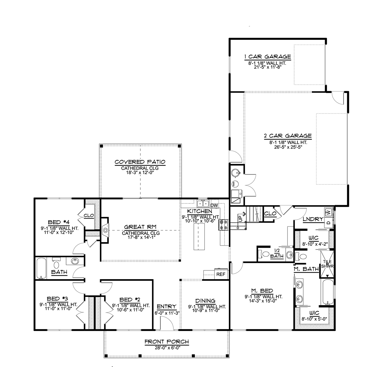 Cottage, Country, Farmhouse House Plan 41811 with 4 Beds, 3 Baths, 3 Car Garage Level One