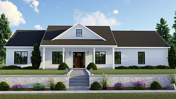 Cottage, Country, Farmhouse House Plan 41811 with 4 Beds, 3 Baths, 3 Car Garage Elevation
