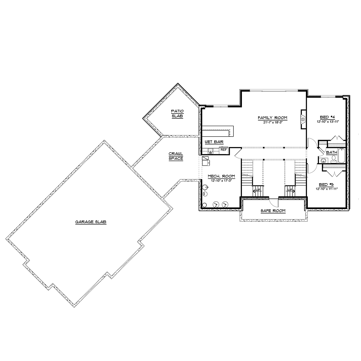 Country Craftsman Farmhouse Lower Level of Plan 41813