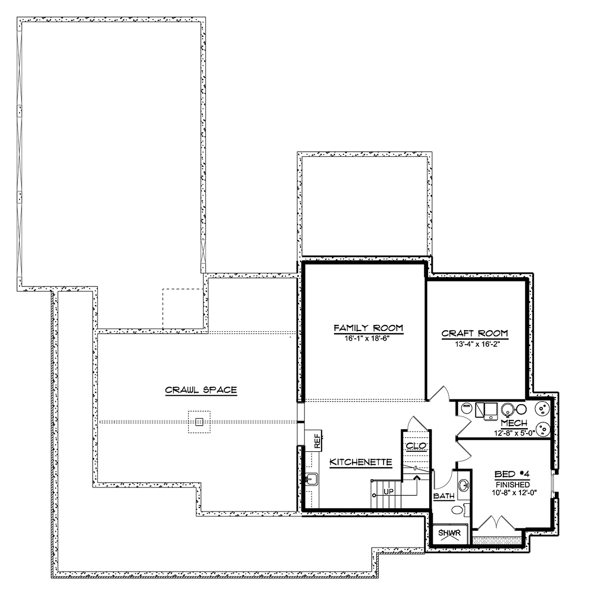 Country Craftsman Farmhouse Traditional Lower Level of Plan 41814