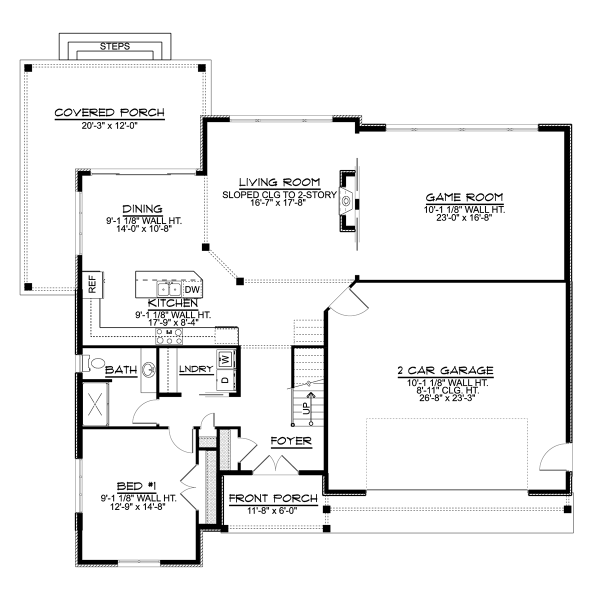 Country Craftsman Traditional Level One of Plan 41818