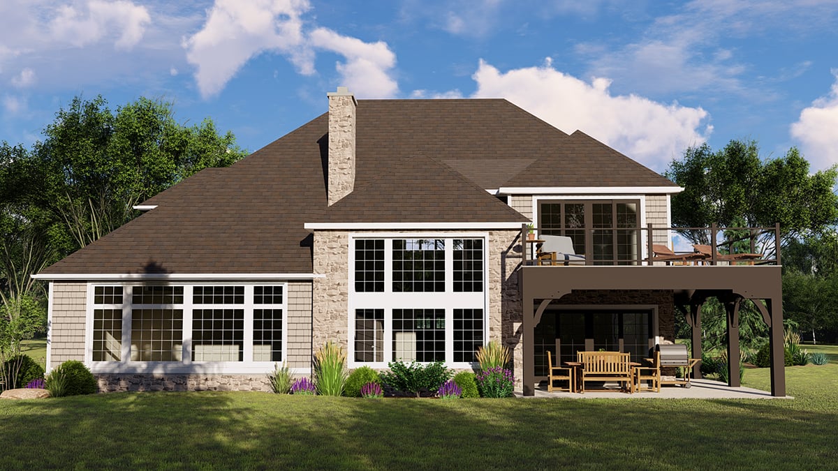 Country Craftsman Traditional Rear Elevation of Plan 41818