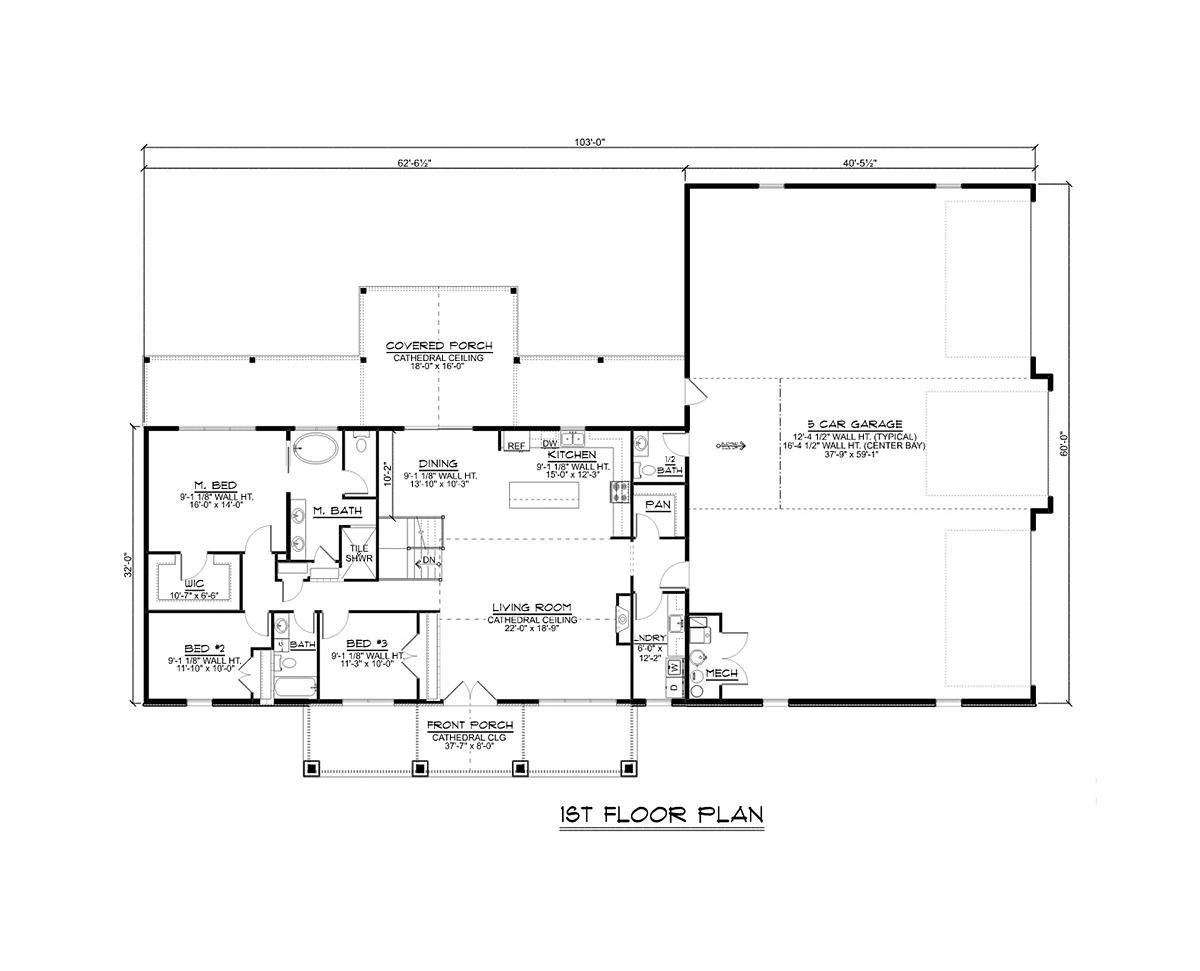 Barndominium Country Craftsman Ranch Alternate Level One of Plan 41819