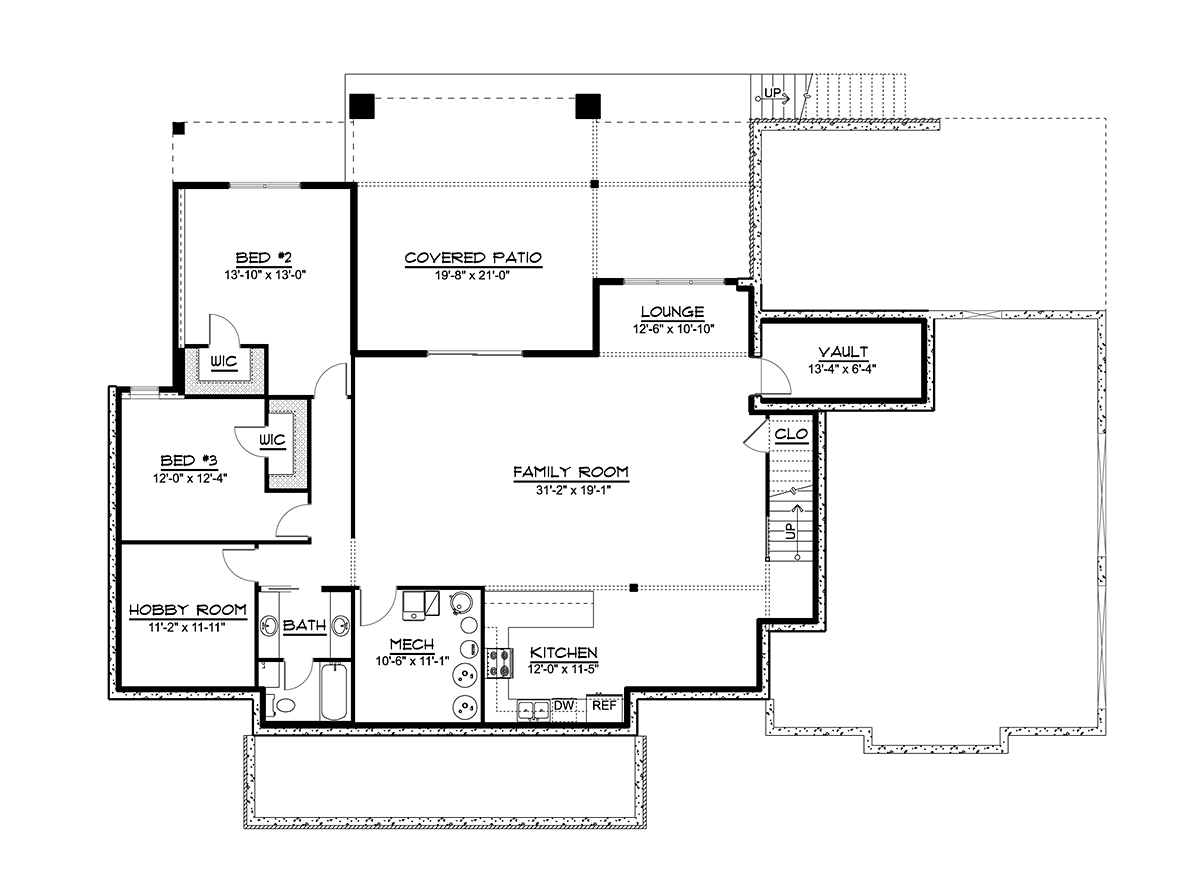Country Farmhouse Ranch Traditional Lower Level of Plan 41822