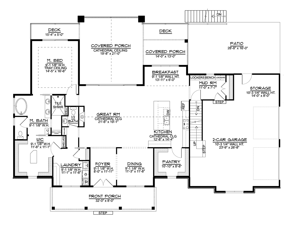 Country Farmhouse Ranch Traditional Level One of Plan 41822