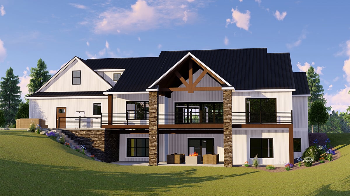 Country Farmhouse Ranch Traditional Rear Elevation of Plan 41822