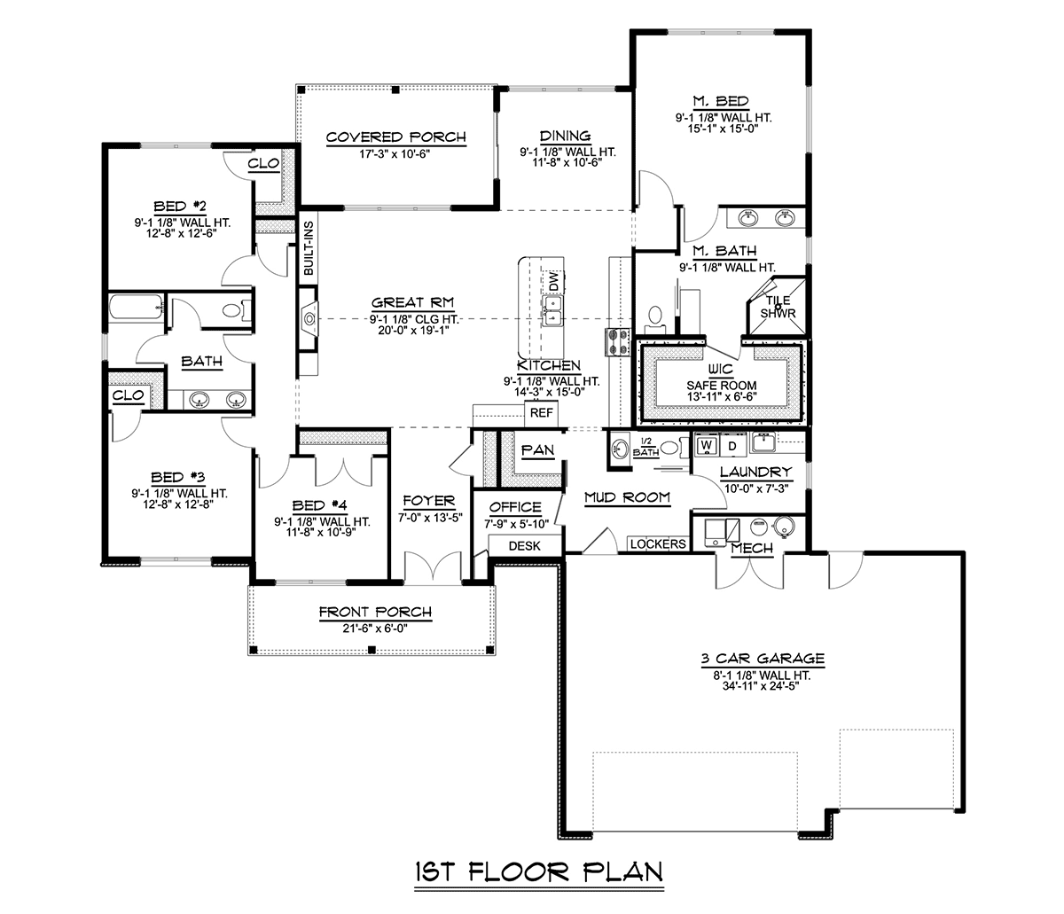 Country Farmhouse Ranch Level One of Plan 41825