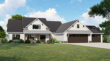 Country Farmhouse Ranch Elevation of Plan 41825