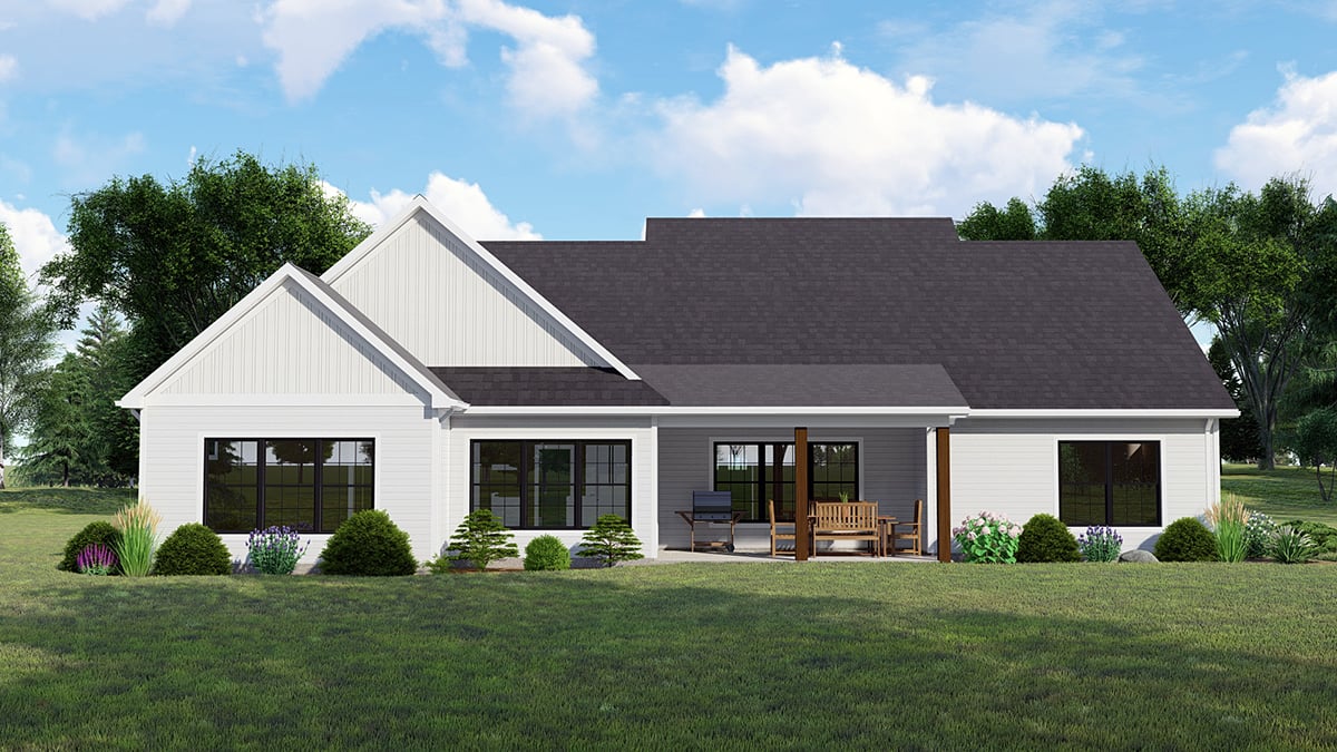 Country Farmhouse Ranch Rear Elevation of Plan 41825