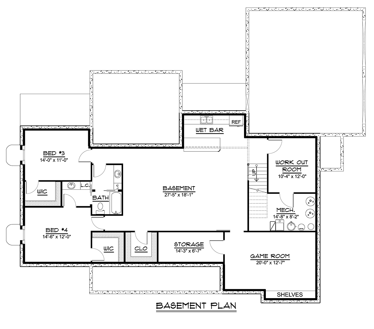 Country Farmhouse Ranch Lower Level of Plan 41826