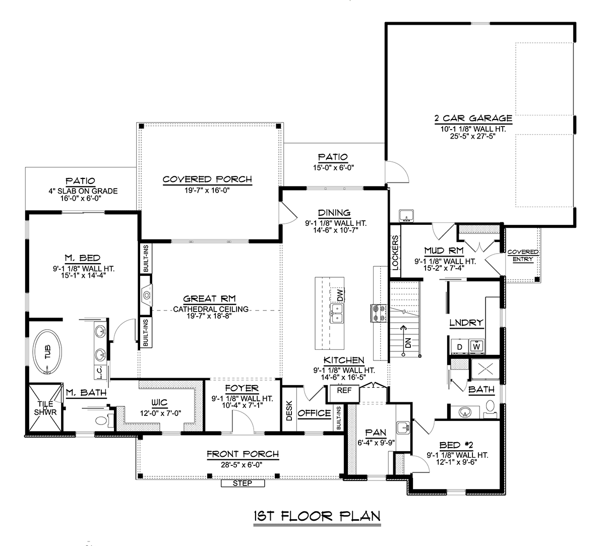 Country Farmhouse Ranch Level One of Plan 41826