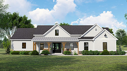 Country Farmhouse Ranch Elevation of Plan 41826