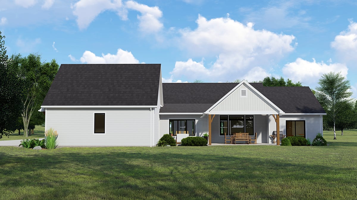 Country Farmhouse Ranch Rear Elevation of Plan 41826