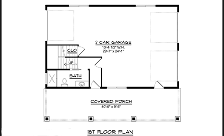 Garage Plan 41829 - 2 Car Garage Apartment First Level Plan