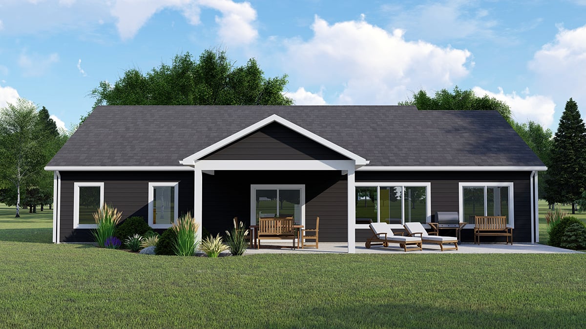 Craftsman Ranch Traditional Rear Elevation of Plan 41831