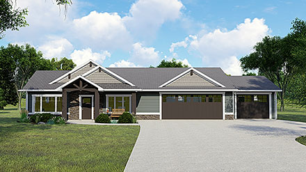 Cottage Country Craftsman Ranch Traditional Elevation of Plan 41832