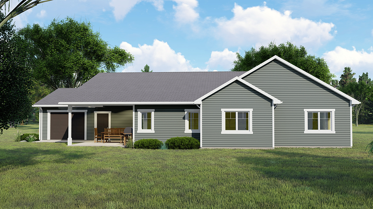Cottage Country Craftsman Ranch Traditional Rear Elevation of Plan 41832