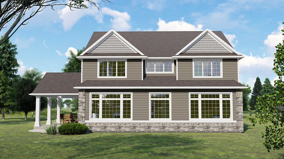 Cottage Country Craftsman Rear Elevation of Plan 41833