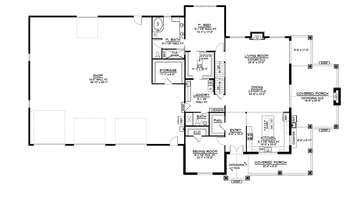 Barndominium Level One of Plan 41836