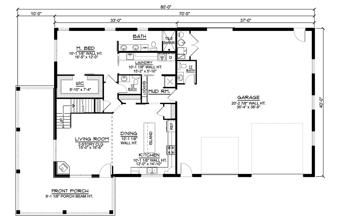 Barndominium Country Craftsman Level One of Plan 41838
