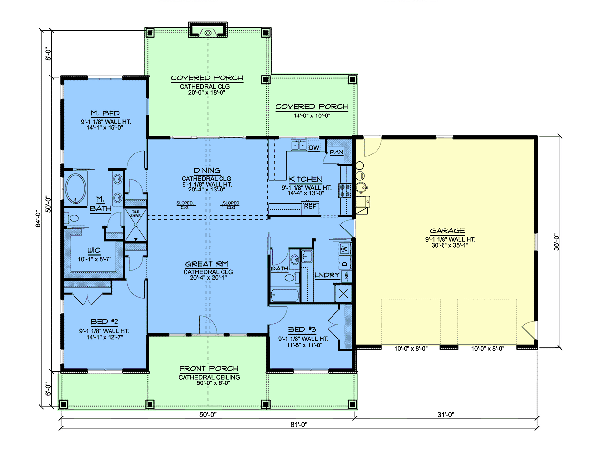 Barndominium Bungalow Craftsman Alternate Level One of Plan 41841