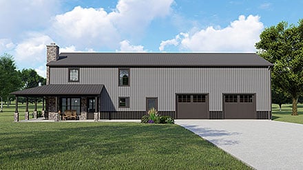Barndominium, Country, Farmhouse House Plan 41846 with 4 Beds, 3 Baths, 3 Car Garage