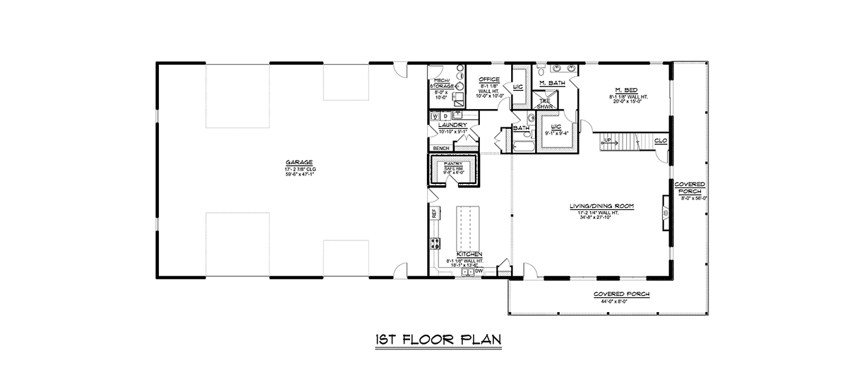Barndominium Level One of Plan 41848