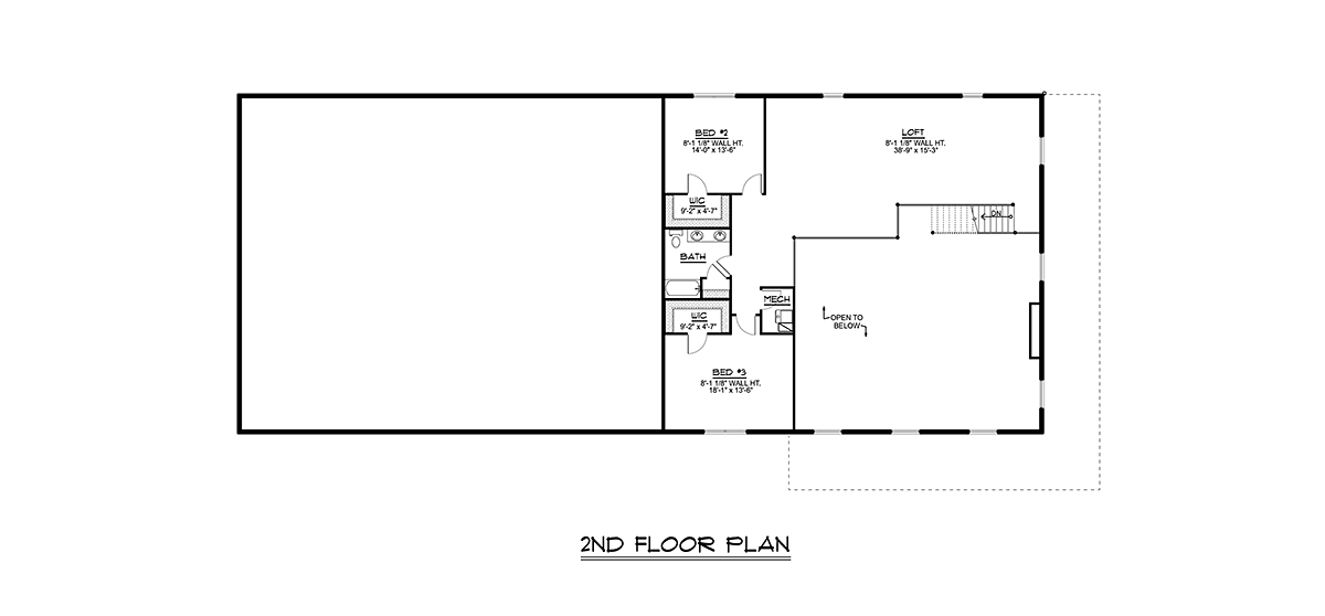 Barndominium Level Two of Plan 41848
