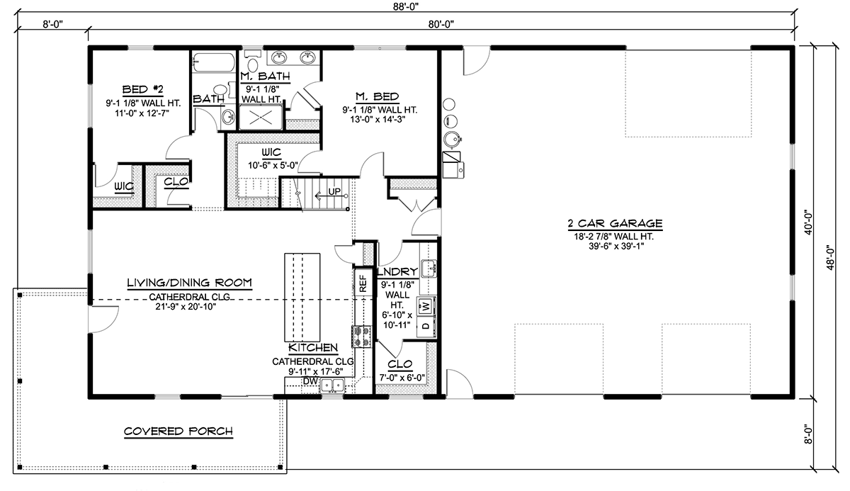 Barndominium Level One of Plan 41854