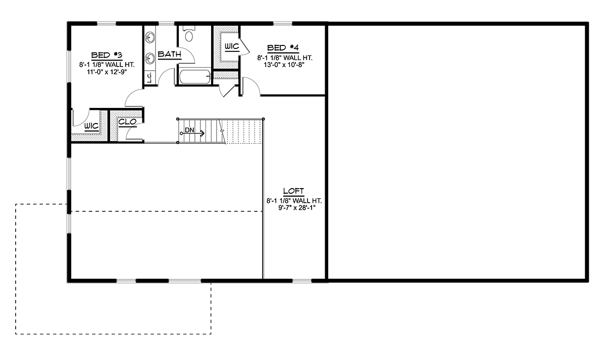 Barndominium Level Two of Plan 41854