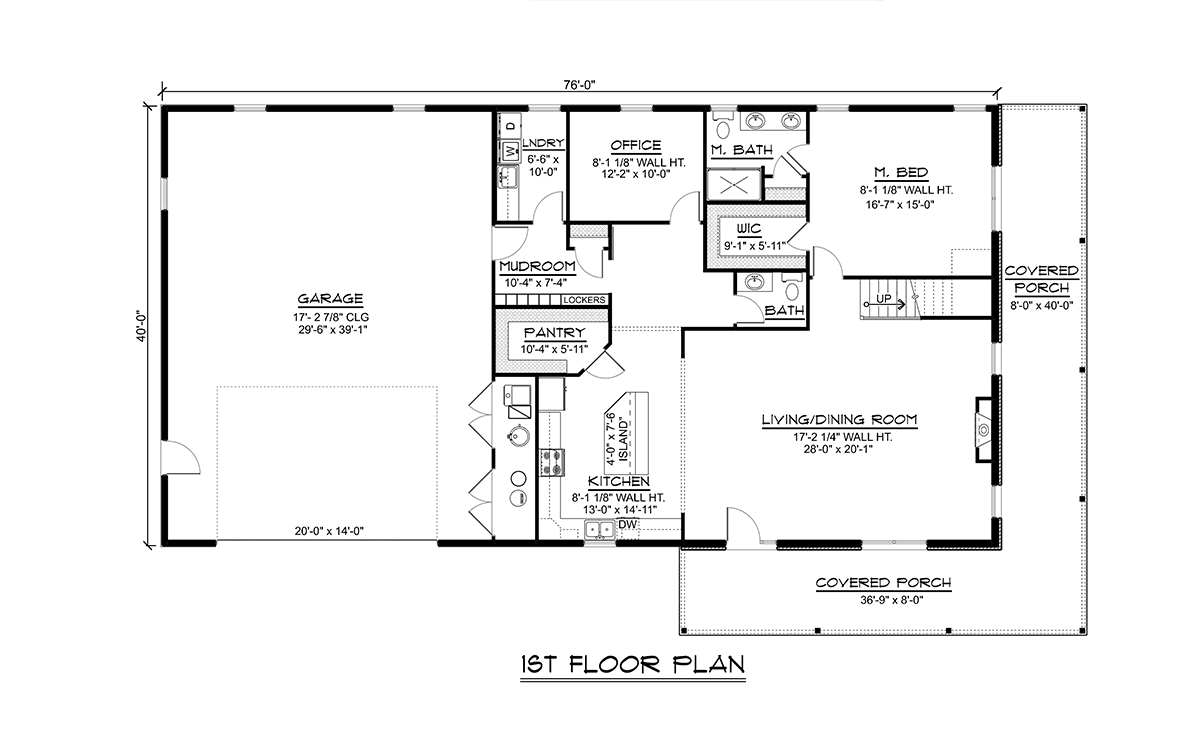 Barndominium Farmhouse Level One of Plan 41855