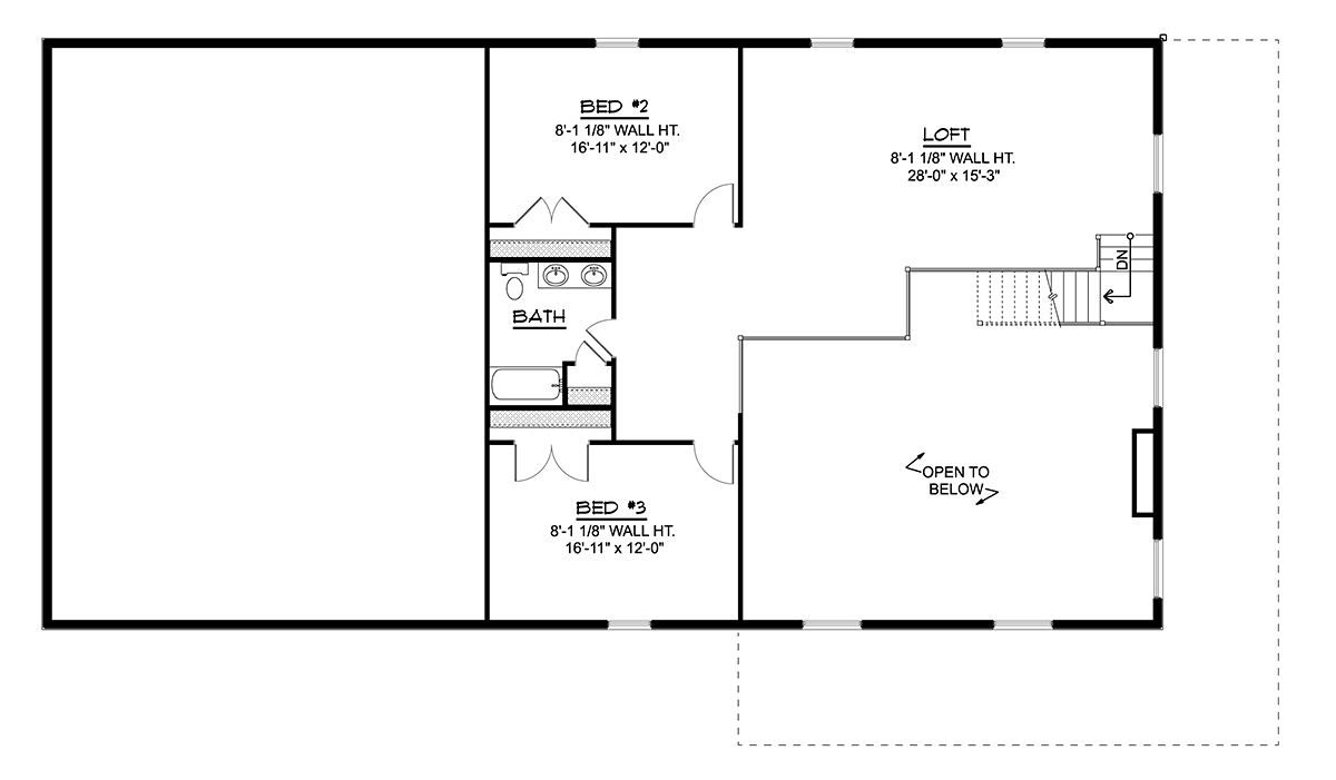 Barndominium Farmhouse Level Two of Plan 41855