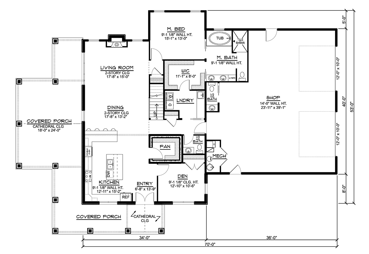 Barndominium Level One of Plan 41859