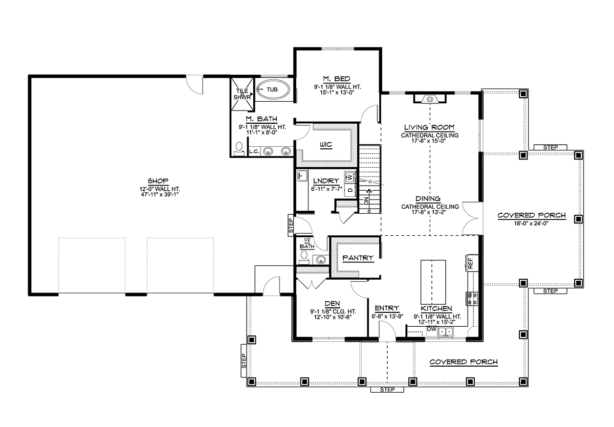 Barndominium Craftsman Level One of Plan 41860