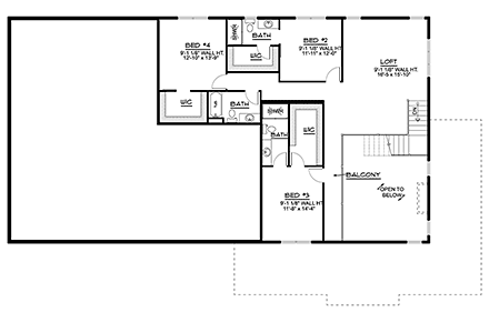 House Plan 41861 Second Level Plan