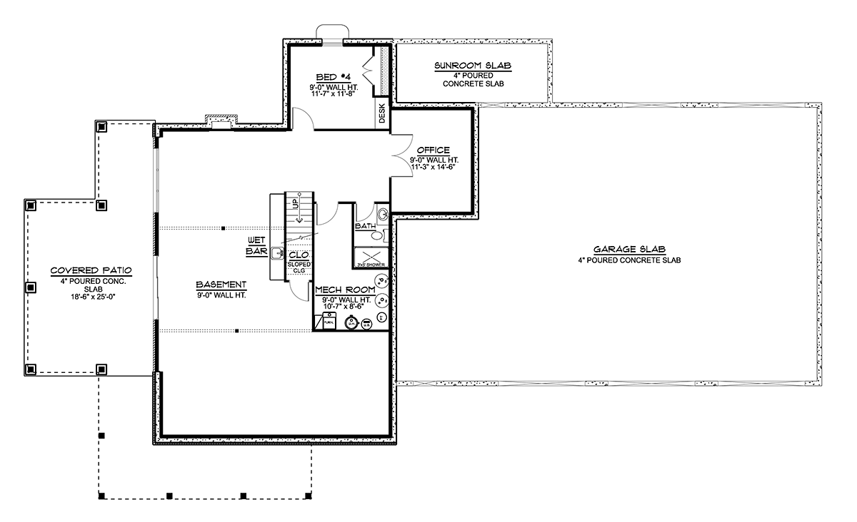 Barndominium Craftsman Lower Level of Plan 41862