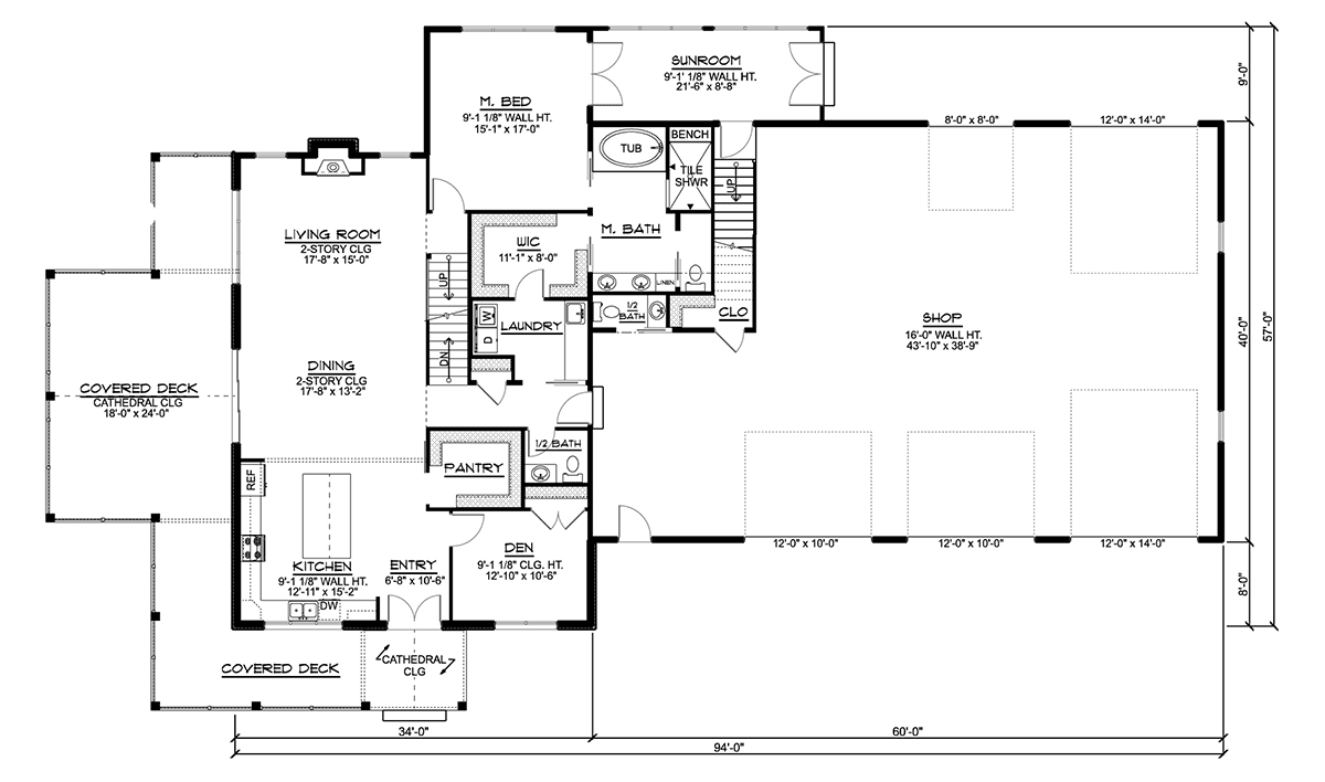 Barndominium Craftsman Level One of Plan 41862