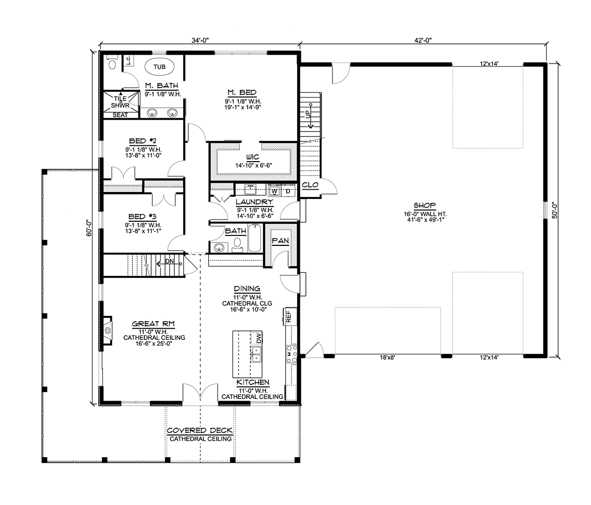 Barndominium Craftsman Farmhouse Level One of Plan 41863