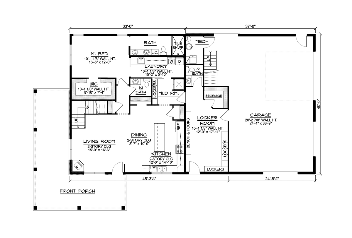 Barndominium Country Craftsman Level One of Plan 41866