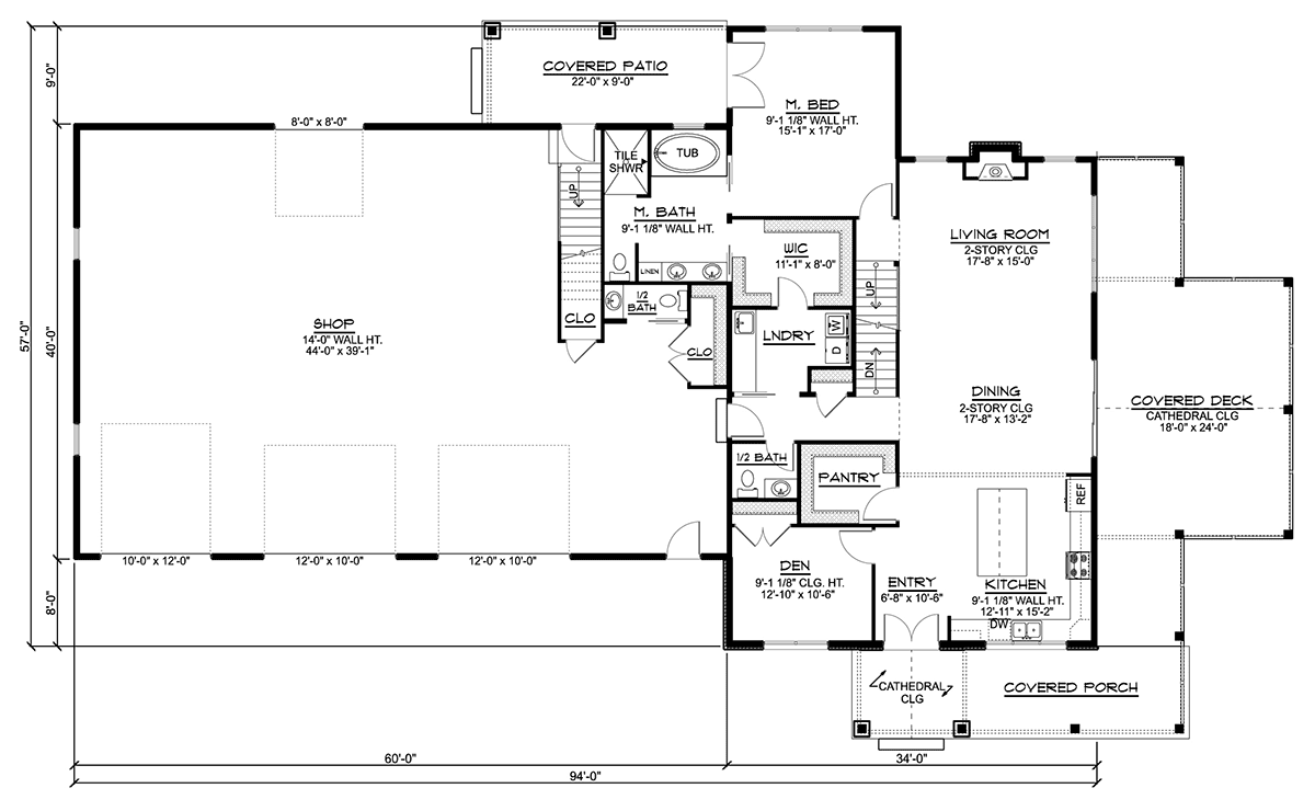 Barndominium Craftsman Level One of Plan 41867
