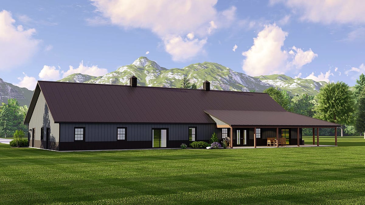 Barndominium Ranch Rear Elevation of Plan 41869