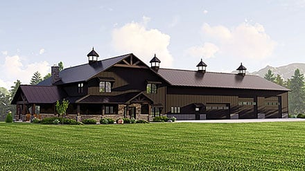 Barndominium House Plan 41870 with 3 Beds, 4 Baths, 4 Car Garage