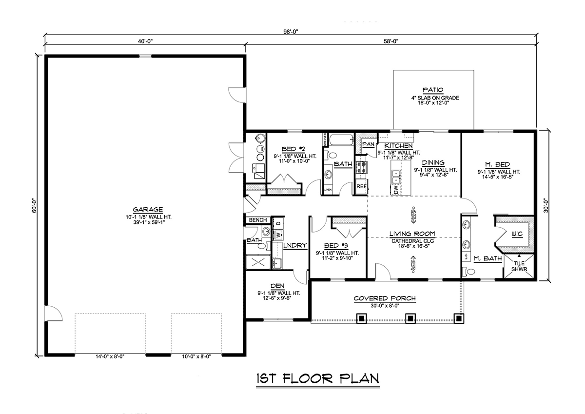 Barndominium Country Ranch Level One of Plan 41873