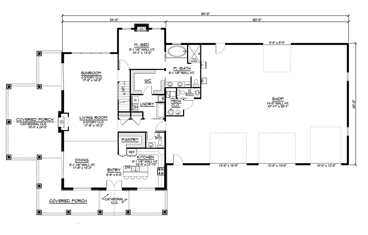 Barndominium Level One of Plan 41879