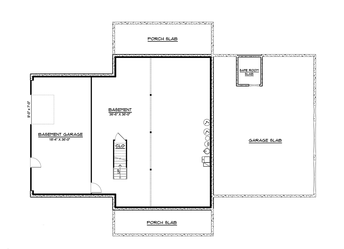 Country Farmhouse Lower Level of Plan 41886